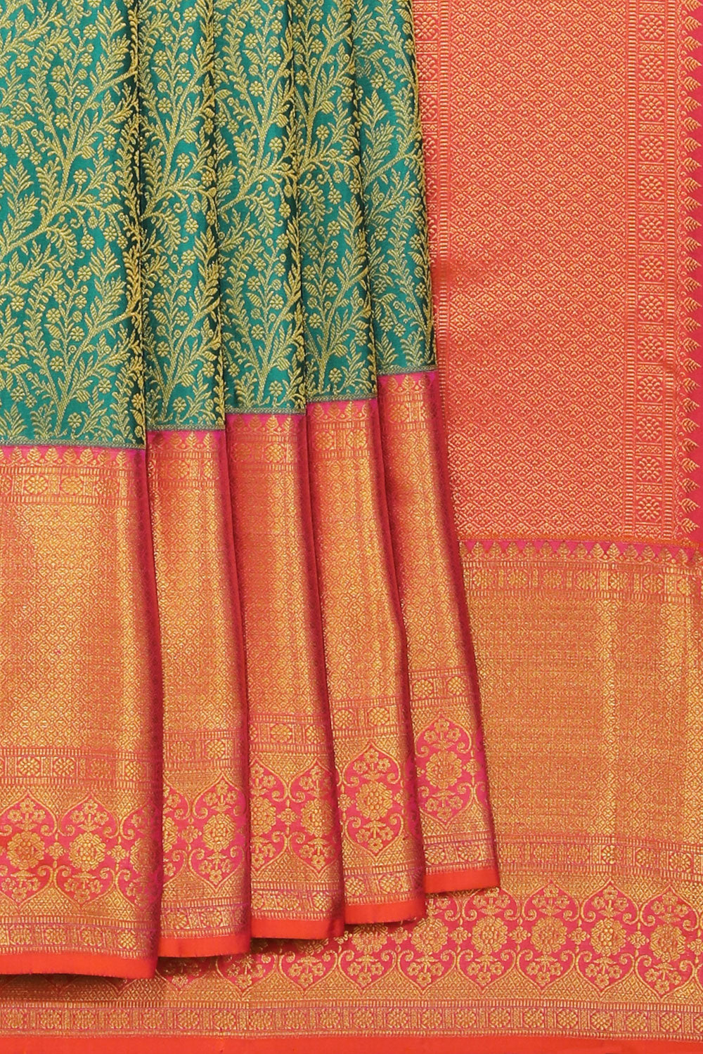 Image of Kanchipattu Teal Green Saree